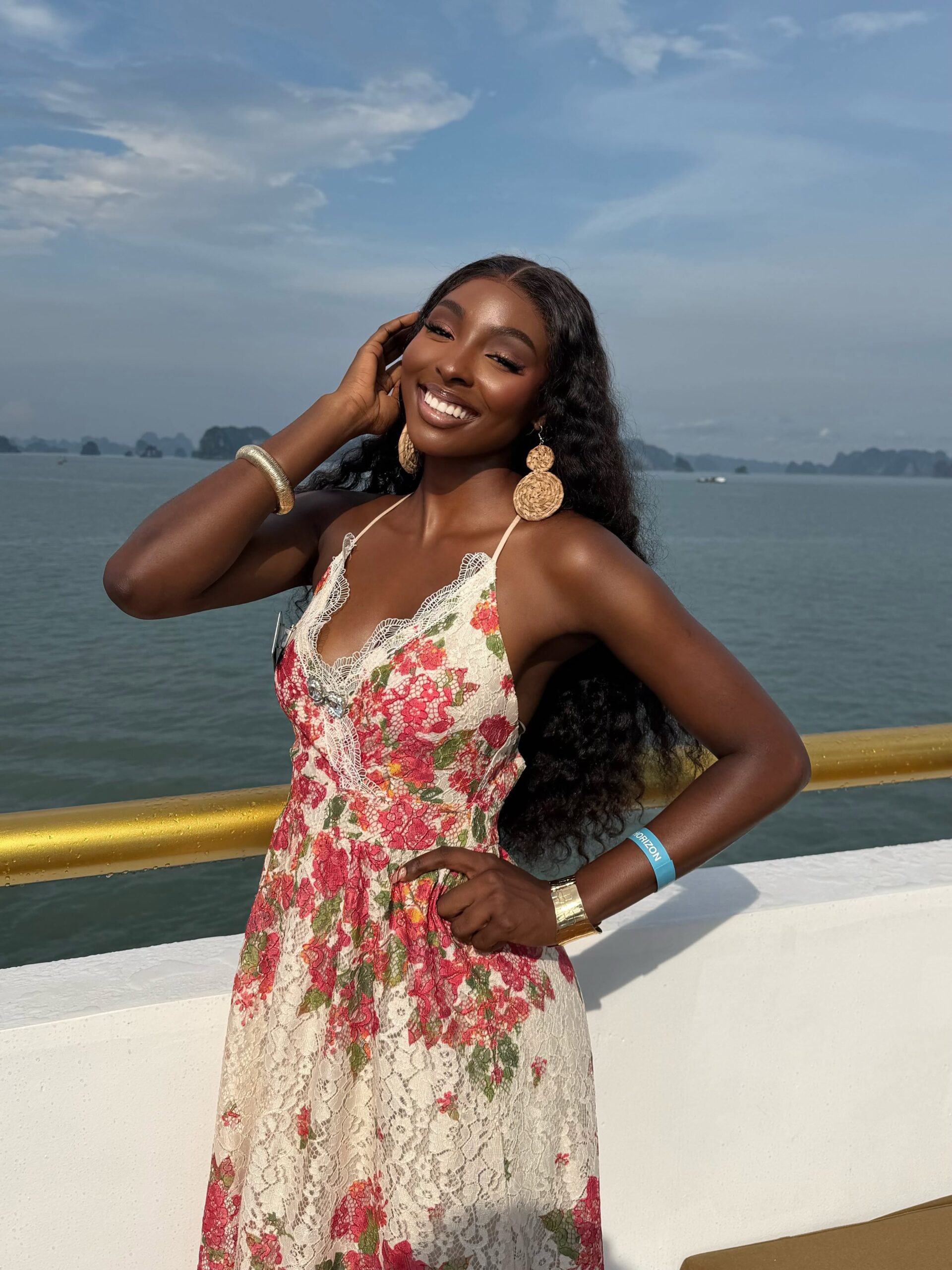 Queen Soye enjoying the scenery during the cruise
