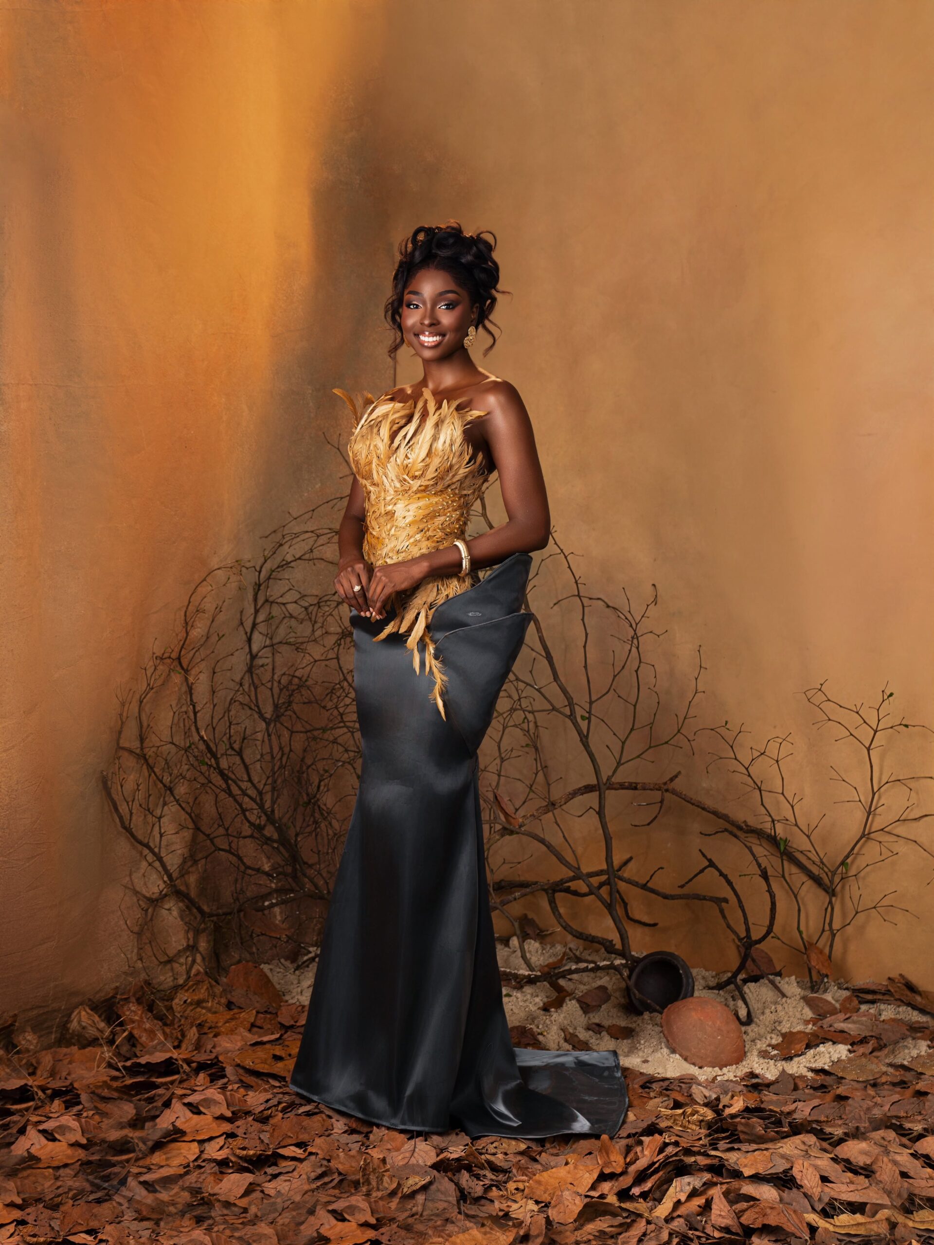 Queen Soye in her performance dress by Michelle Geena