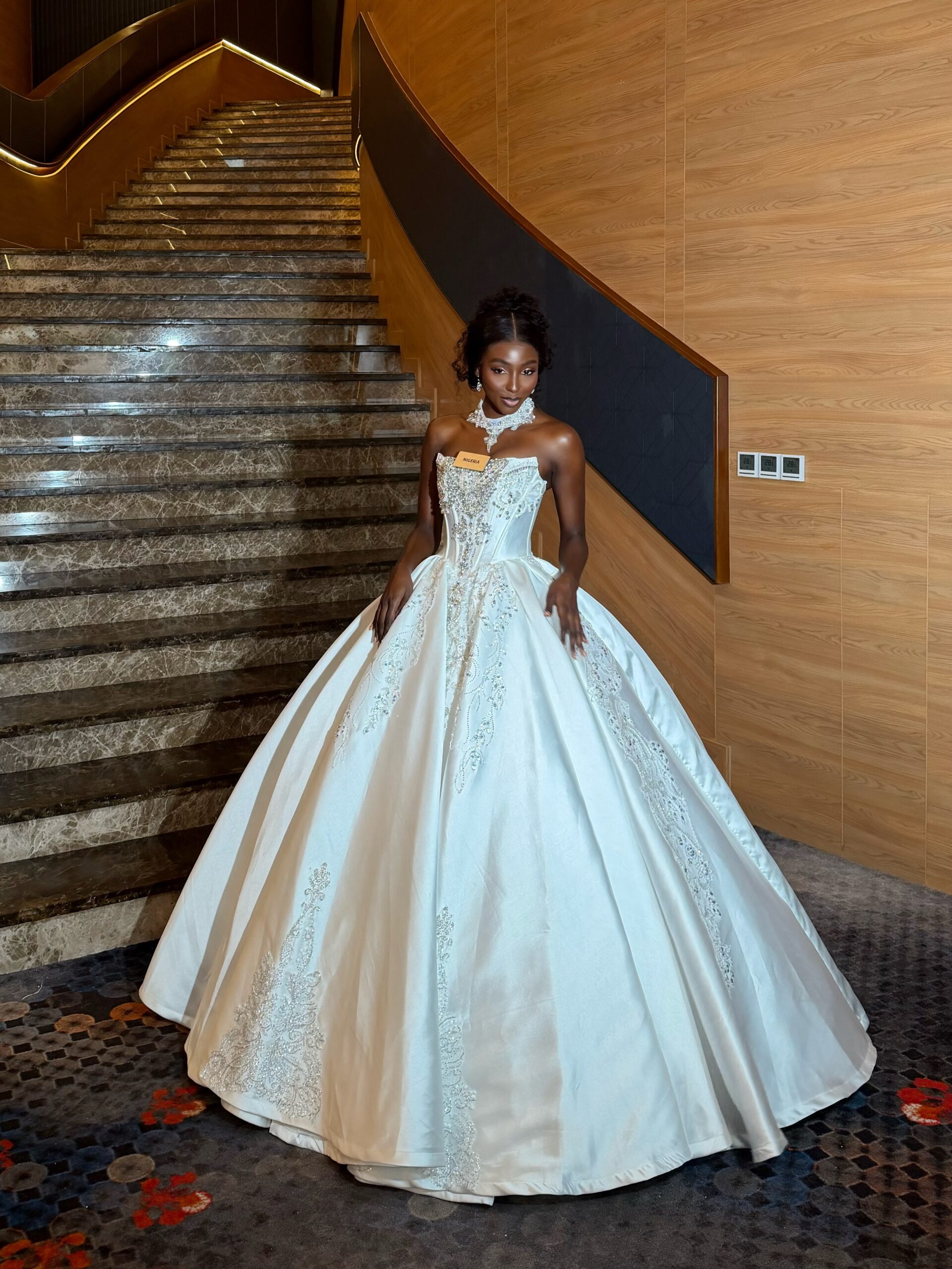 Close-up of the wedding-inspired ball gown details